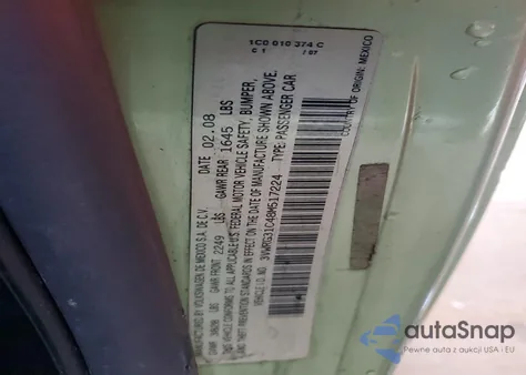 2008 Volkswagen New Beetle S z USA, uszkodzony, nr VIN 3VWRG31C48M517224